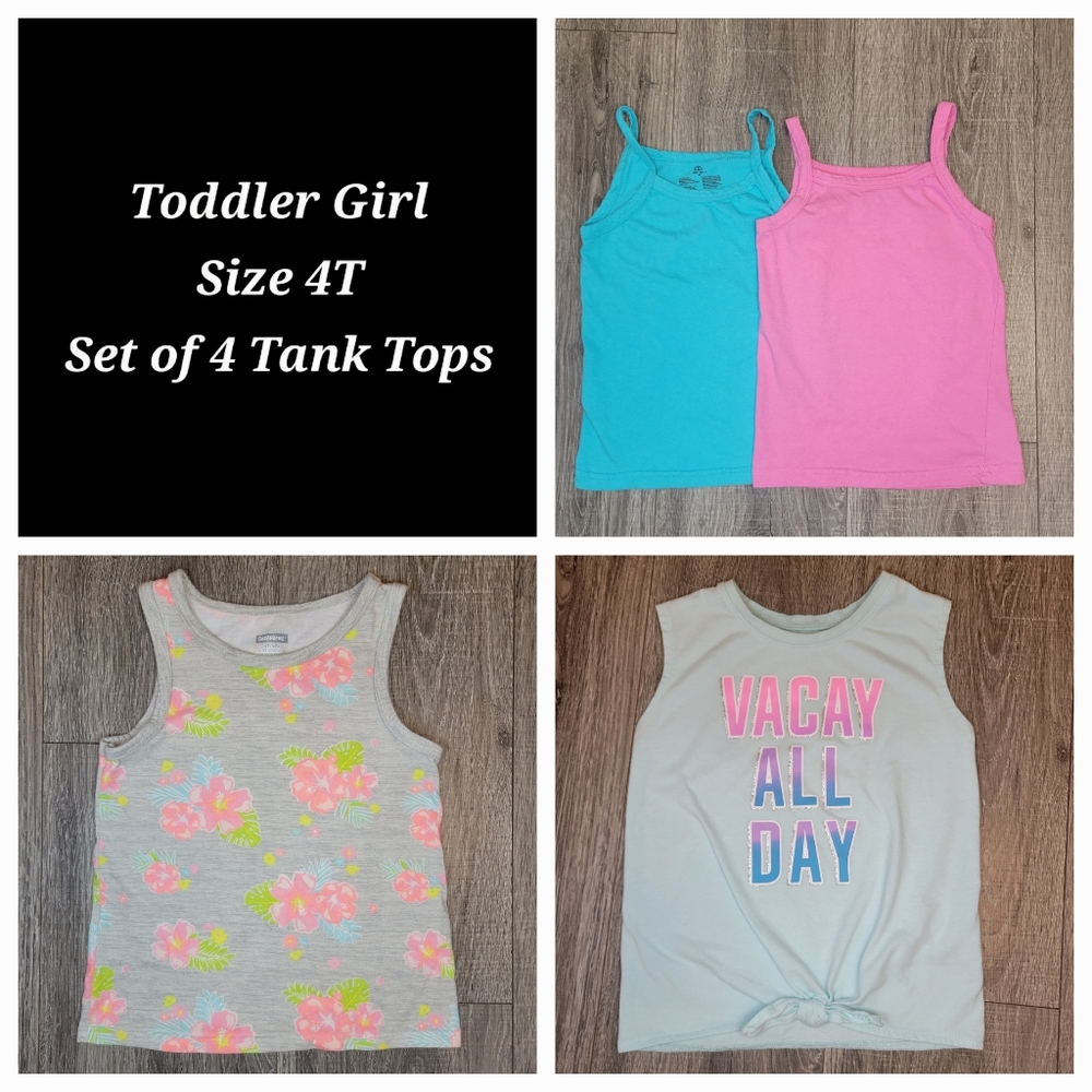 Toddler Girls 4 piece Summer Tank Tops Bundle